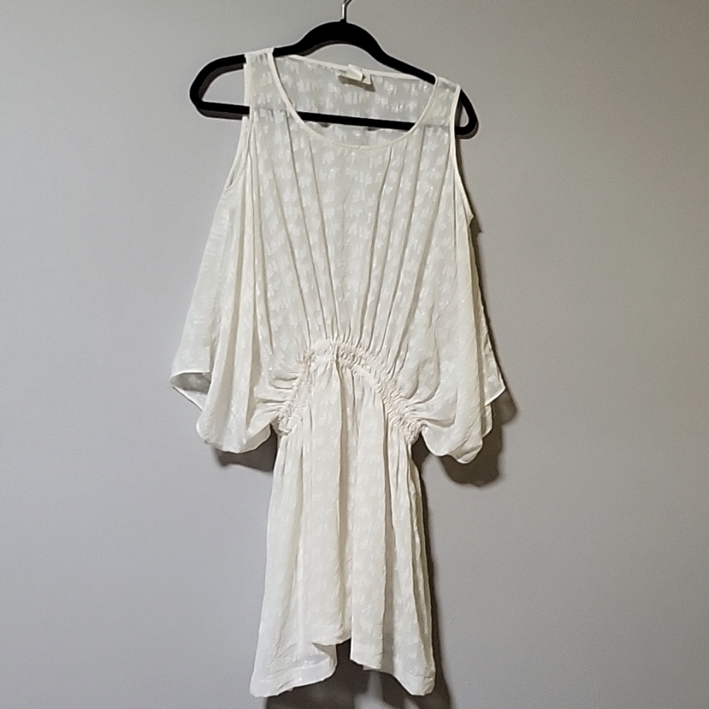 H & M councious collection women's mini dress cream white size S